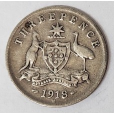 AUSTRALIA 1918 . THREEPENCE . SCARCE DATE AUSTRALIA 1918 . THREEPENCE . SCARCE DATE